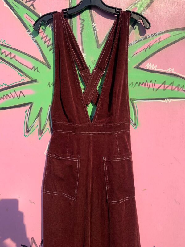 SWEET! CORDUROY OVERALLS WHITE CONTRAST STITCHING