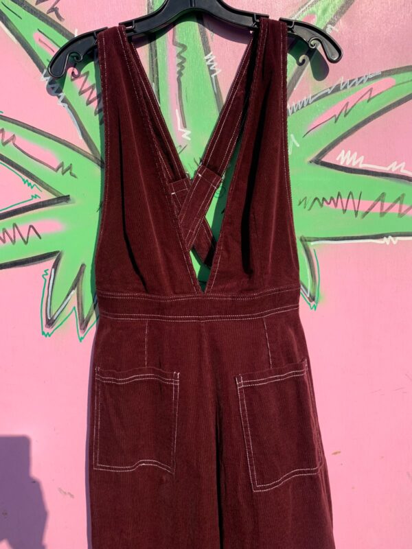 SWEET! CORDUROY OVERALLS WHITE CONTRAST STITCHING