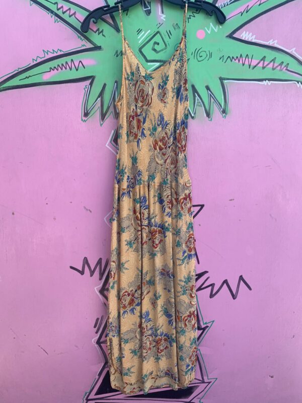 CUTE! 1990S FLORAL PRINT RAYON SHEATH DRESS W/ POCKET