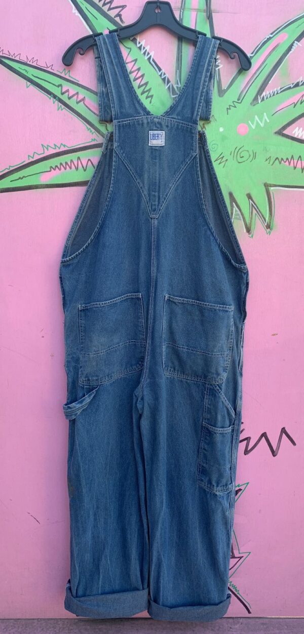 *AS-IS* BAGGY CLASSIC DENIM OVERALLS GREEN TRIM