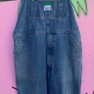 Photo detail:*AS-IS* BAGGY CLASSIC DENIM OVERALLS GREEN TRIM