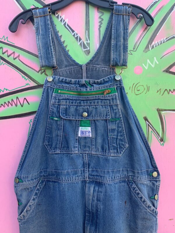 *AS-IS* BAGGY CLASSIC DENIM OVERALLS GREEN TRIM