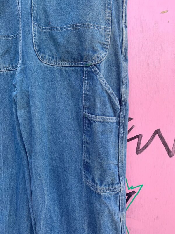 *AS-IS* BAGGY CLASSIC DENIM OVERALLS GREEN TRIM