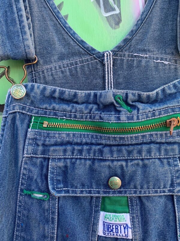 *AS-IS* BAGGY CLASSIC DENIM OVERALLS GREEN TRIM