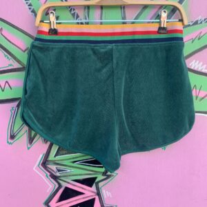 Photo detail:CUTE RETRO STYLE VELVET SHORTS RAINBOW STRIPED WAISTBAND