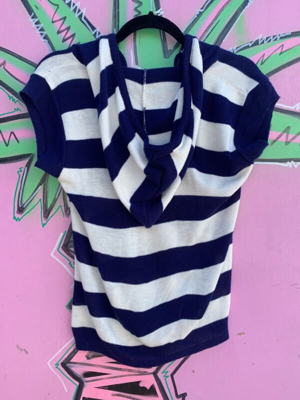 *AS-IS* 1960S-70S STRIPED HOODED SLEEVELESS KNIT SWEATER TOP