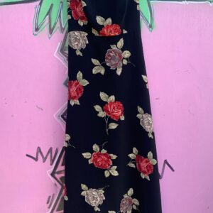 Photo detail:1990S MADE IN USA DARK FLORAL ROSE PRINT SLEEVELESS DRESS