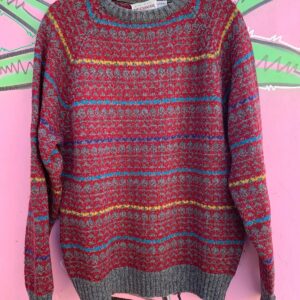 Photo detail:CLASSIC WOOL KNIT SWEATER COLORFUL STRIPED DESIGN