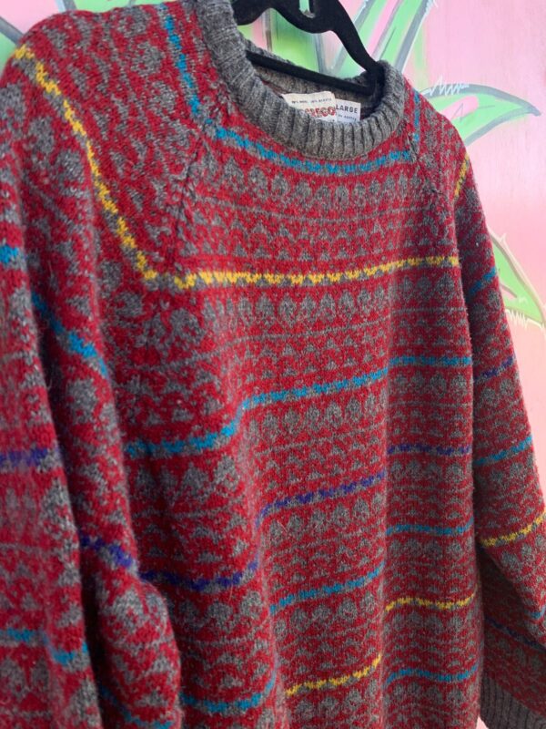 CLASSIC WOOL KNIT SWEATER COLORFUL STRIPED DESIGN