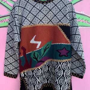 Photo detail:FUNKY! 1990S SOUTHWESTERN DESIGN PATCHWORK KNIT SWEATER