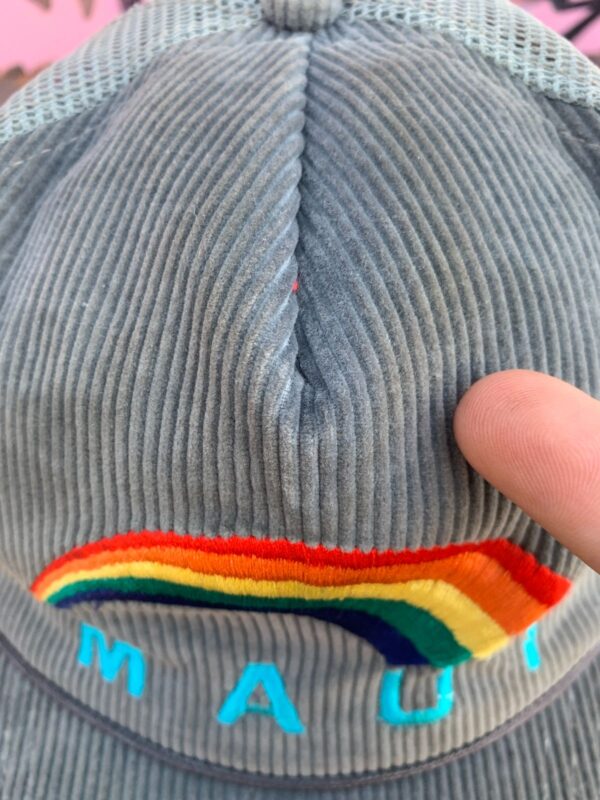 AS-IS EMBROIDERED MAUI RAINBOW CORDUROY TRUCKER HAT