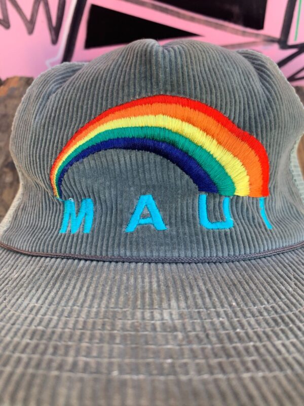 AS-IS EMBROIDERED MAUI RAINBOW CORDUROY TRUCKER HAT