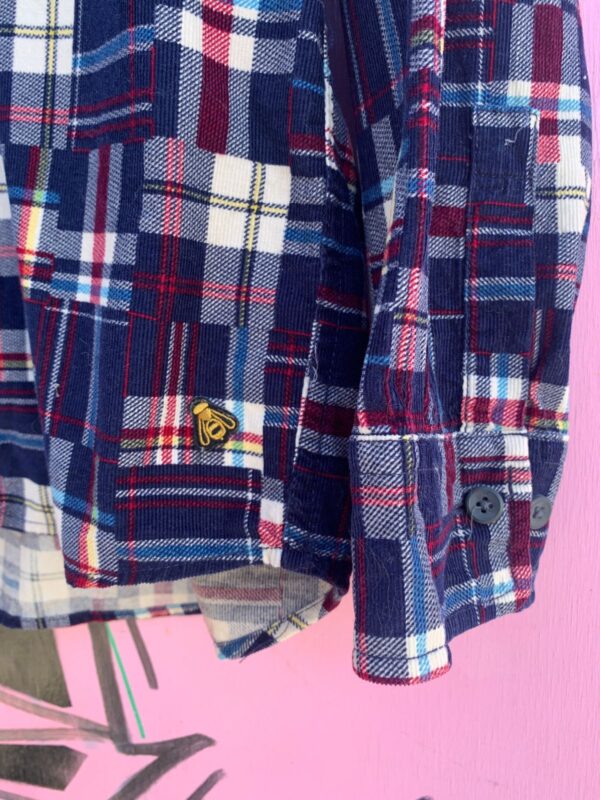 COLORFUL PLAID CORDUROY LONG SLEEVE BUTTON DOWN SHIRT