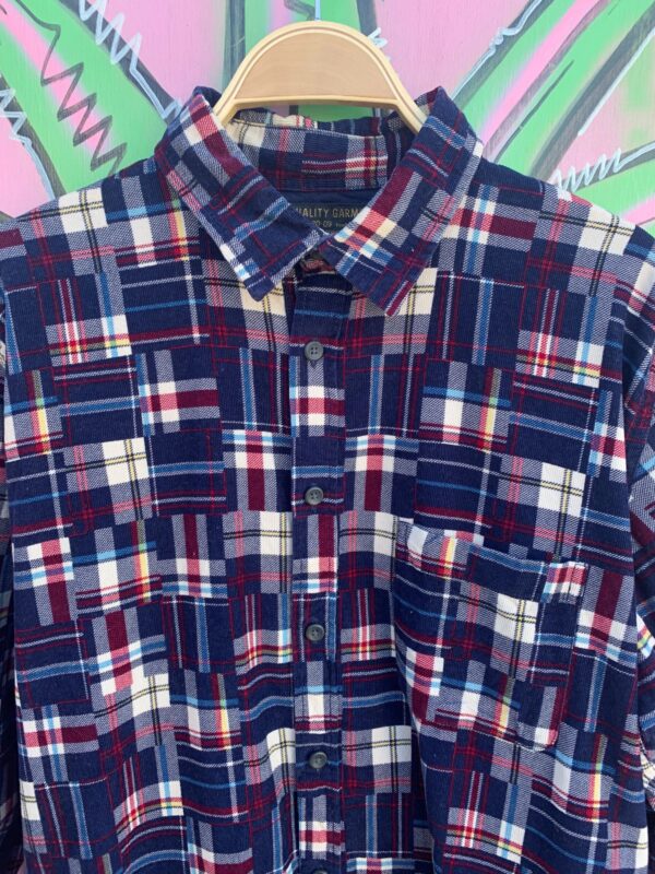 COLORFUL PLAID CORDUROY LONG SLEEVE BUTTON DOWN SHIRT