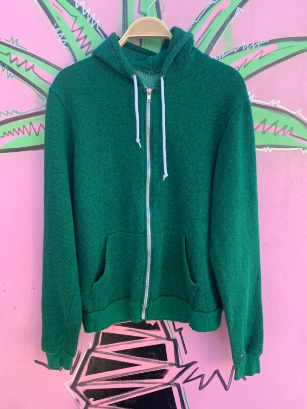 BRIGHT! GREEN HEATHER HOODED ZIP-UP SWEATSHIRT