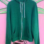 BRIGHT! GREEN HEATHER HOODED ZIP-UP SWEATSHIRT