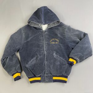 Photo detail:SOUTH TAHOE ATHLETICS EMBROIDERED CORDUROY HOODED VARSITY JACKET