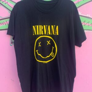 Photo detail:REPOP 1992 NIRVANA SMILEY FACE T-SHIRT W/ CUT CUFFS