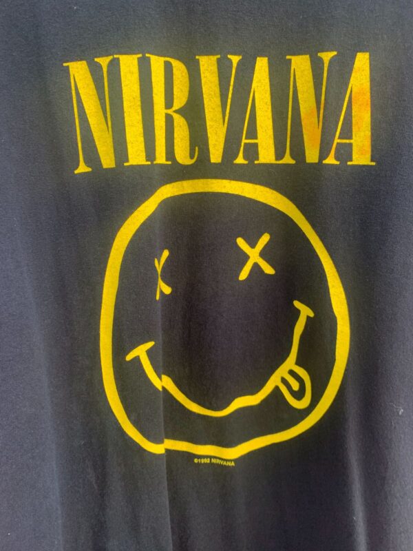 REPOP 1992 NIRVANA SMILEY FACE T-SHIRT W/ CUT CUFFS