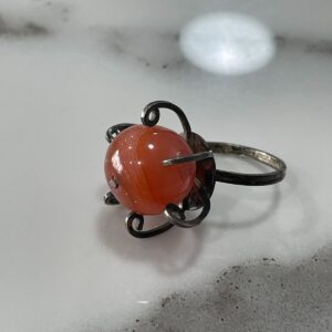 Photo detail:UNIQUE! CARNELIAN MOD BAUBLE STATEMENT RING 925 STERLING SILVER