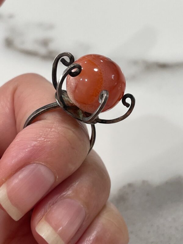 UNIQUE! CARNELIAN MOD BAUBLE STATEMENT RING 925 STERLING SILVER