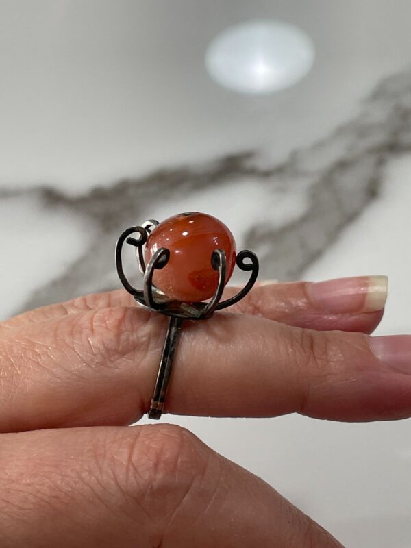 UNIQUE! CARNELIAN MOD BAUBLE STATEMENT RING 925 STERLING SILVER