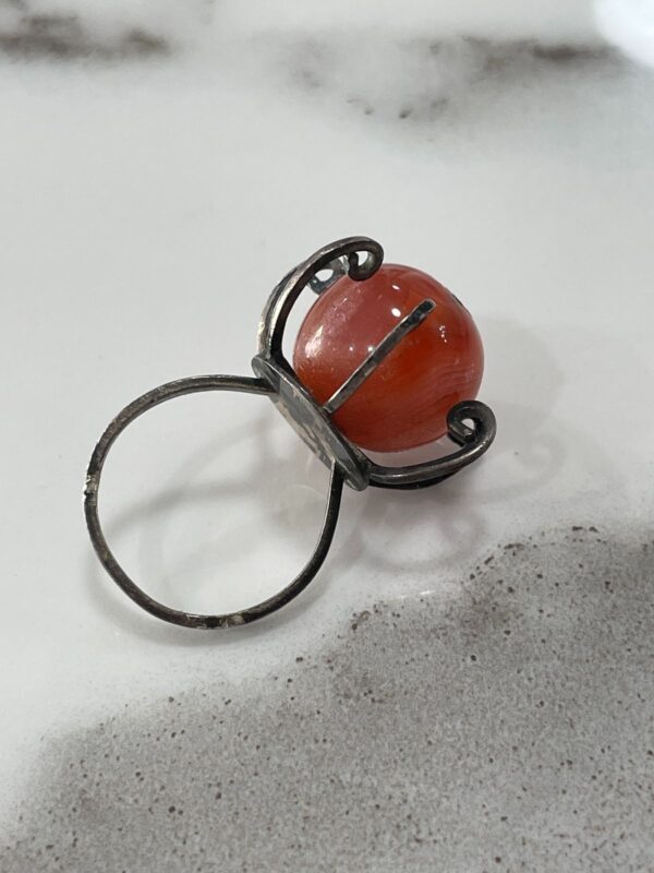 UNIQUE! CARNELIAN MOD BAUBLE STATEMENT RING 925 STERLING SILVER