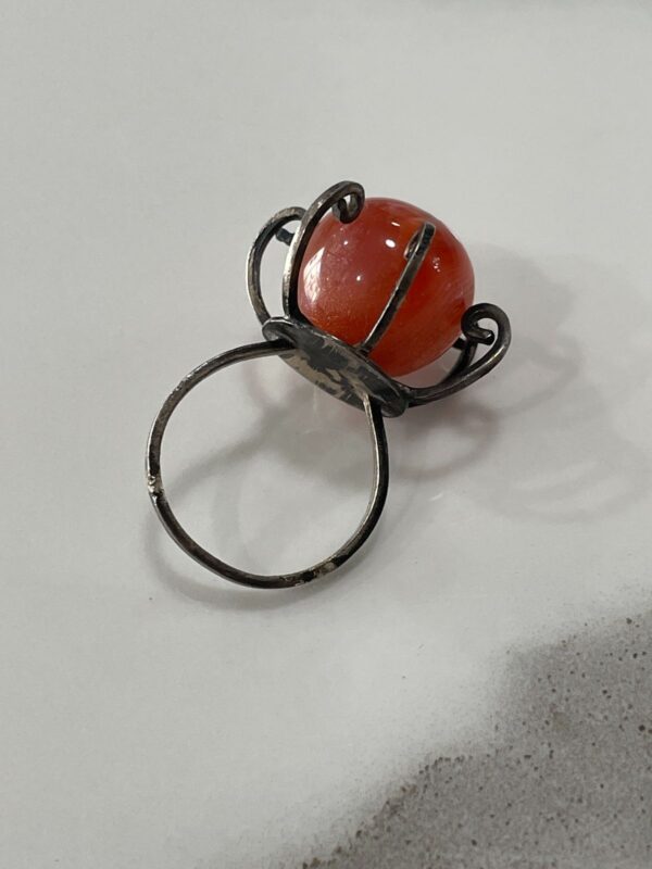 UNIQUE! CARNELIAN MOD BAUBLE STATEMENT RING 925 STERLING SILVER