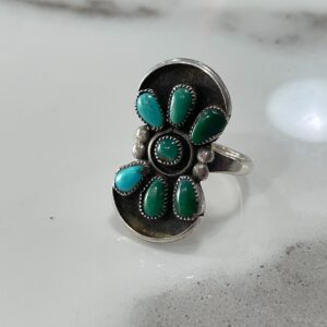 Photo detail:SWEET! BLUE & GREEN TURQUOISE SET 925 STERLING SILVER RING