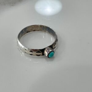 Photo detail:SO CUTE! TURQUOISE & 925 STERLING SILVER SINGLE STONE BAND RING STAMPED TRIANGLE DESIGN