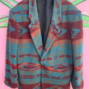 Photo detail:1990S SOUTHWEST PRINT FLEECE BLAZER JACKET - MADE IN USA