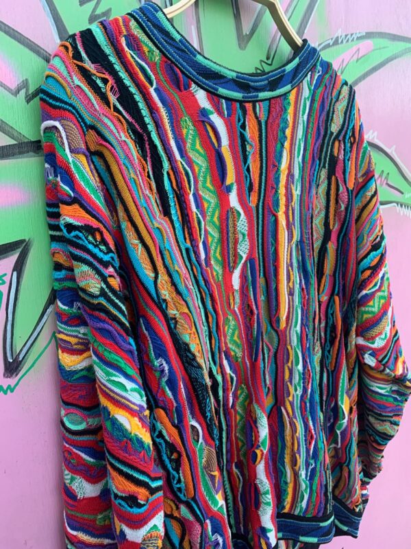 COOGI AUSTRALIA MULTICOLOR TEXTURED 3D CHUNKY KNIT SWEATER