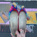 1980S COLORFUL CUT OUT ABSTRACT SUEDE POINTED FLAT SHOES