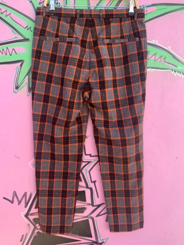 CUTE WOOL PLAID TAPERED TROUSERS