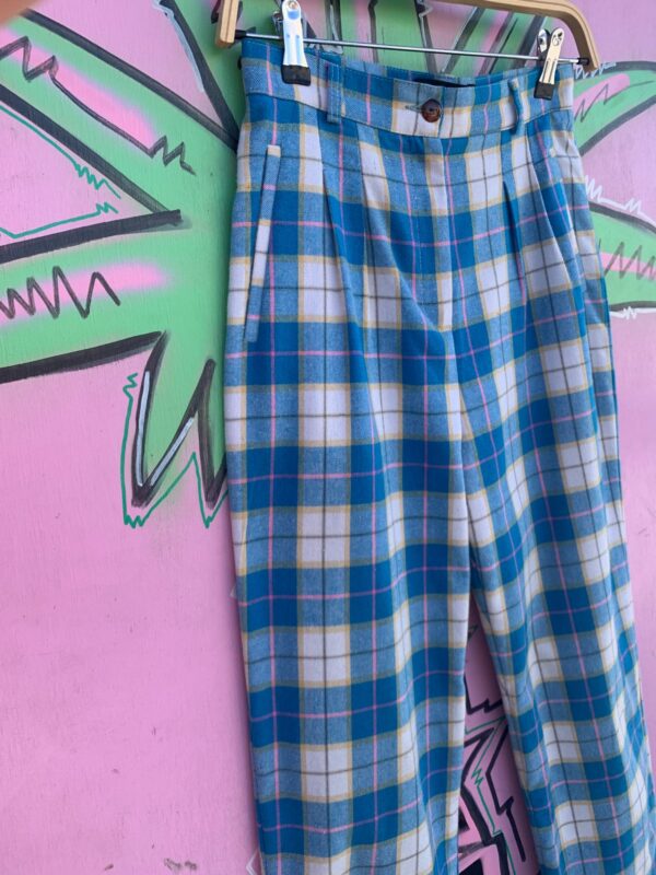 *AS-IS* FUN! COLORFUL PLAID HIGH WAISTED TAPERED LEG  PANTS *INDEPENDENT DESIGNER