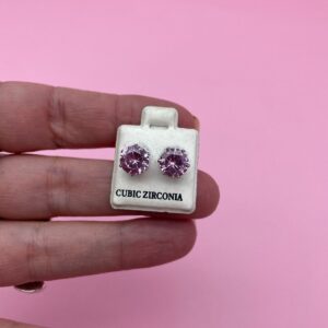 Photo detail:PINK CUBIC ZIRCONIA STUD DIAMOND EARRINGS