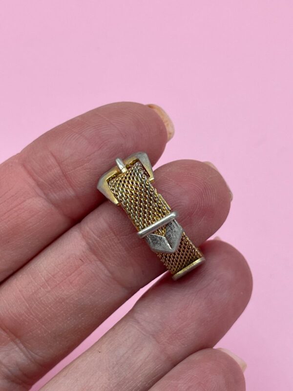 *AS-IS* CUTE LITTLE MESH ADJUSTABLE BELT RING *FADED GOLD