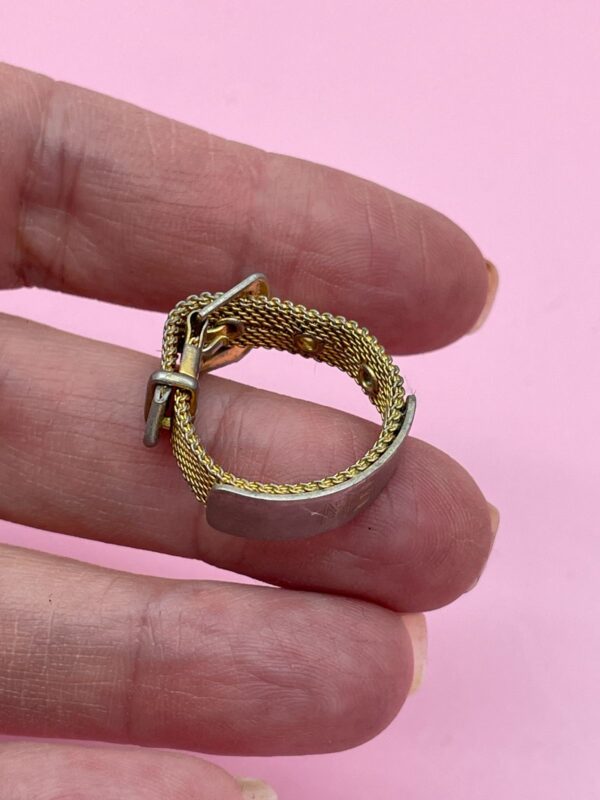 *AS-IS* CUTE LITTLE MESH ADJUSTABLE BELT RING *FADED GOLD