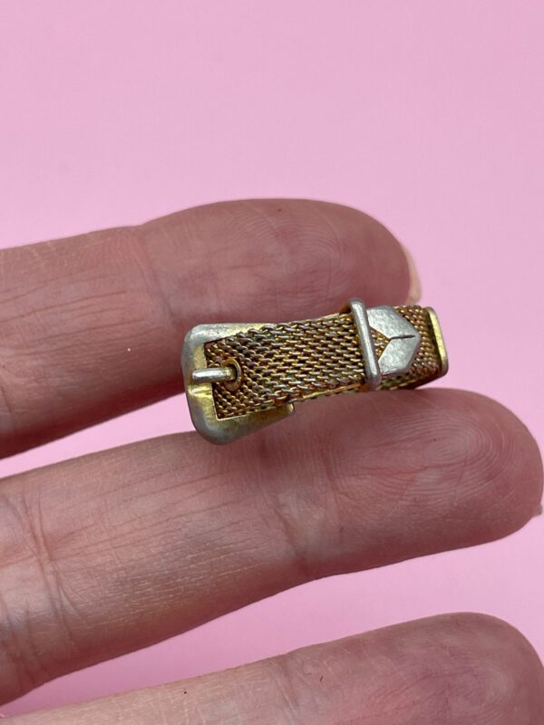 *AS-IS* CUTE LITTLE MESH ADJUSTABLE BELT RING *FADED GOLD