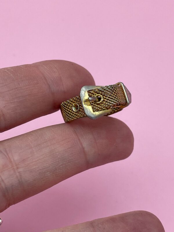 *AS-IS* CUTE LITTLE MESH ADJUSTABLE BELT RING *FADED GOLD