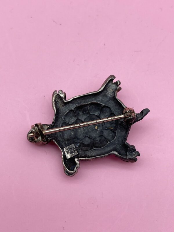SWEET! 925 STERLING SILVER TURTLE BROOCH PIN *STAMPED