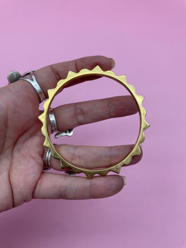 HEAVY GOLD PLATED COG / GEAR STYLE BANGLE BRACELET