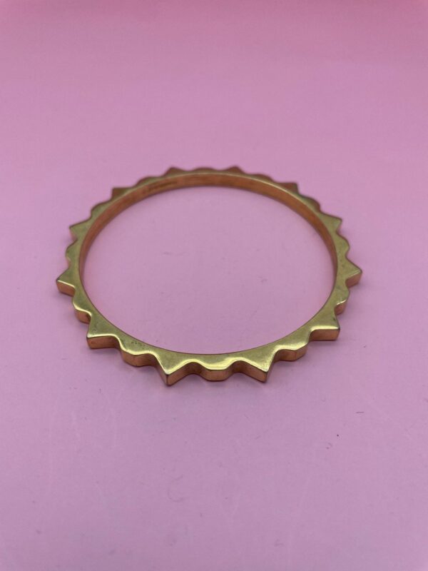 HEAVY GOLD PLATED COG / GEAR STYLE BANGLE BRACELET