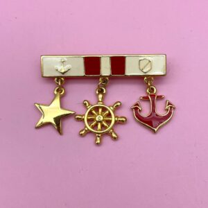 Photo detail:1980S ENAMELED NAUTICAL TIE BAR BROOCH PIN, HANGING CHARMS *SIGNED