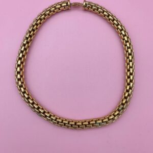 Photo detail:1950S-60S *SIGNED CHUNKY HOLLOW LINK BRICKWORK CHAIN CHOKER NECKLACE - SIGNED KREISLER QUALITY USA