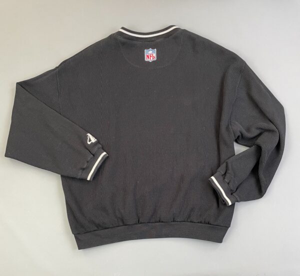 RAD! 1990S WAFFLE KNIT EMBROIDERED RAIDERS V-NECK PULLOVER THERMAL SWEATSHIRT