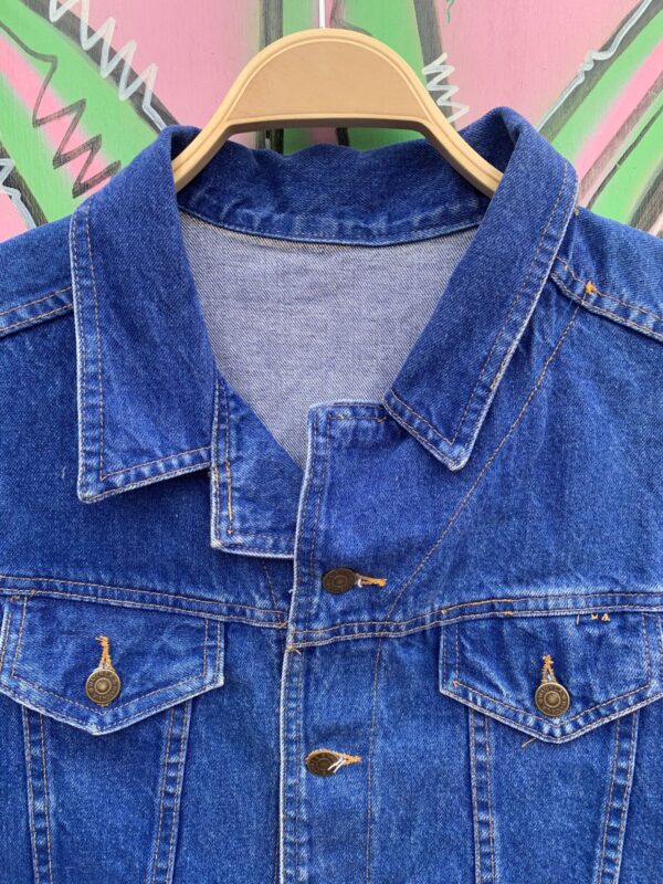 SO CUTE! 1980S-90S BRIGHT INDIGO BLUE SLEEVELESS CROPPED DENIM VEST