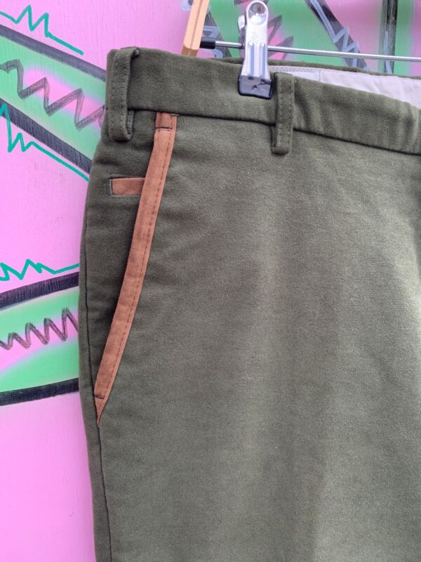 BEAUTIFUL BRUSHED COTTON TROUSERS SUEDE PIPING