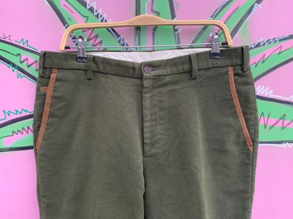 BEAUTIFUL BRUSHED COTTON TROUSERS SUEDE PIPING