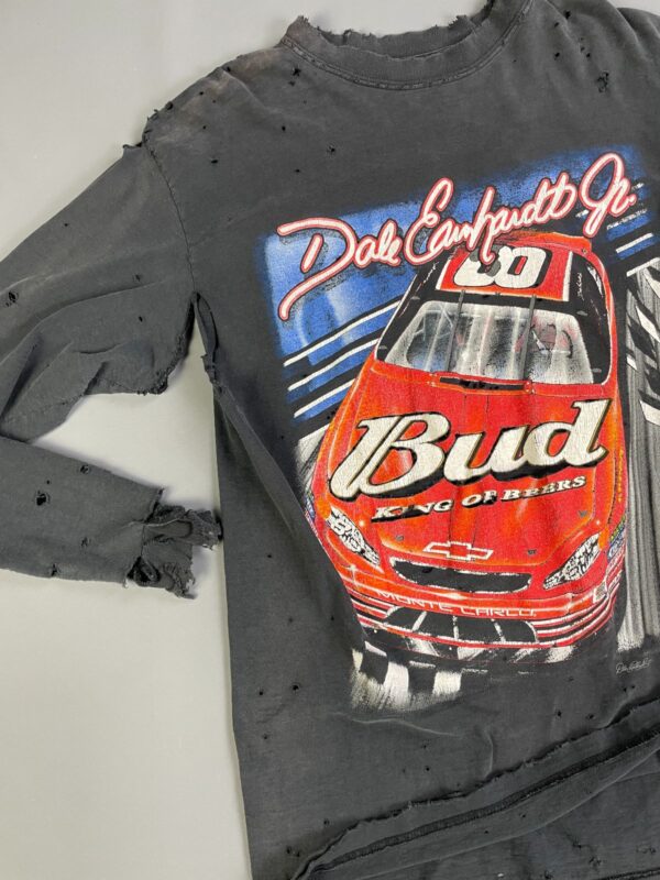 FULLY THRASHED! NASCAR DALE EARNHARDT JR GRAPHIC LONG SLEEVE T-SHIRT, SLEEVE HIT